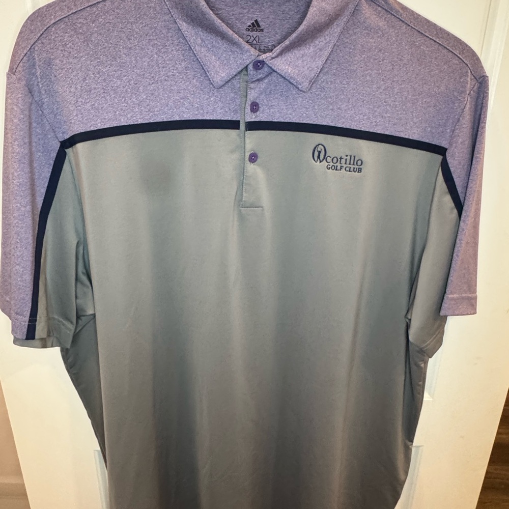 Adidas Men's Polo Shirt in Purple and Gray